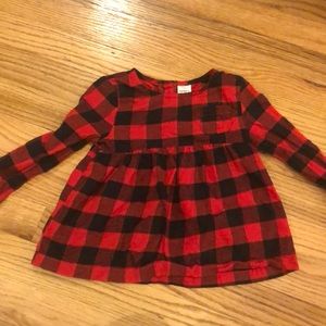 Carters Red and Black Plaid Long Sleeve Shirt